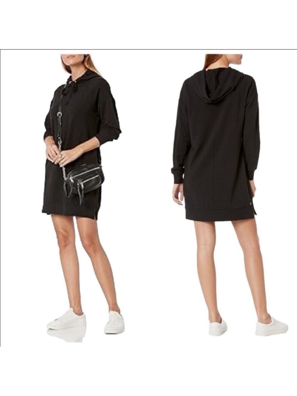 THE DROP  lona Long-Sleeve Hooded Mini Sweatshirt Dress